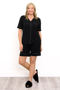 Short PJ Set, Black, Bamboo