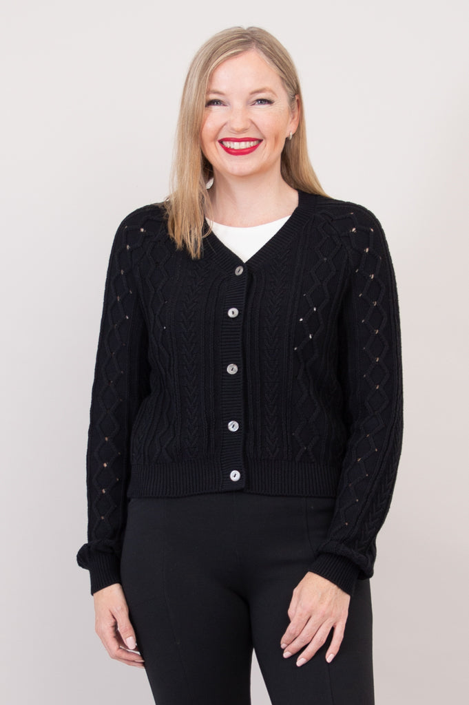 Bena Cardigan, Black, Cotton