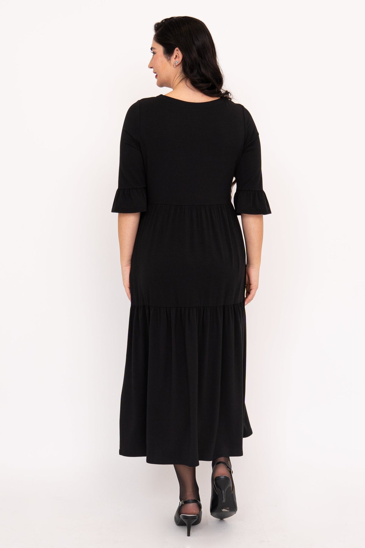 Bernadette Long Dress, Black, French Terry