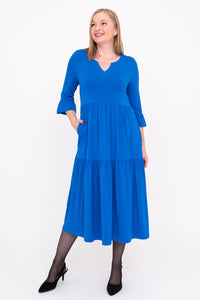 Bernadette Long Dress, Cobalt, French Terry