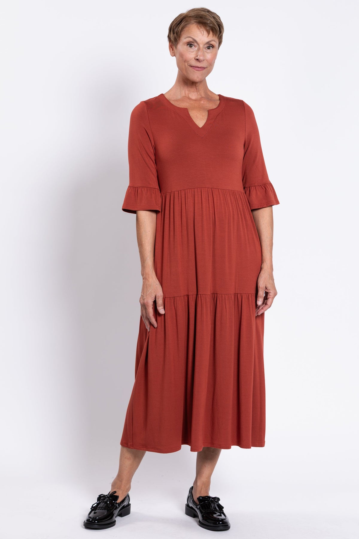 Bernadette Long Dress, Cuprum, French Terry