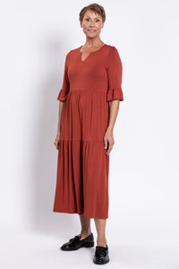 Bernadette Long Dress, Cuprum, French Terry