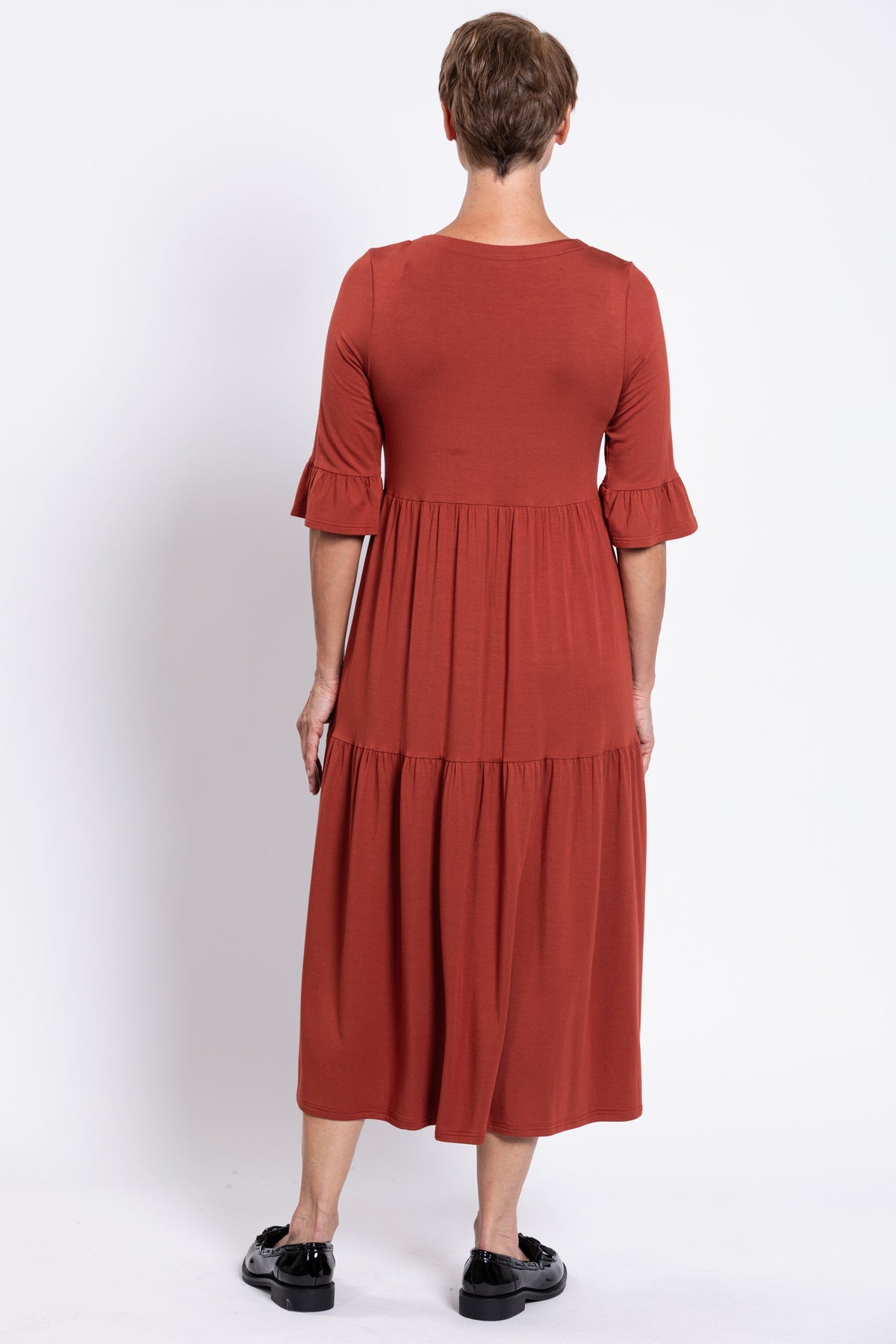 Bernadette Long Dress, Cuprum, French Terry