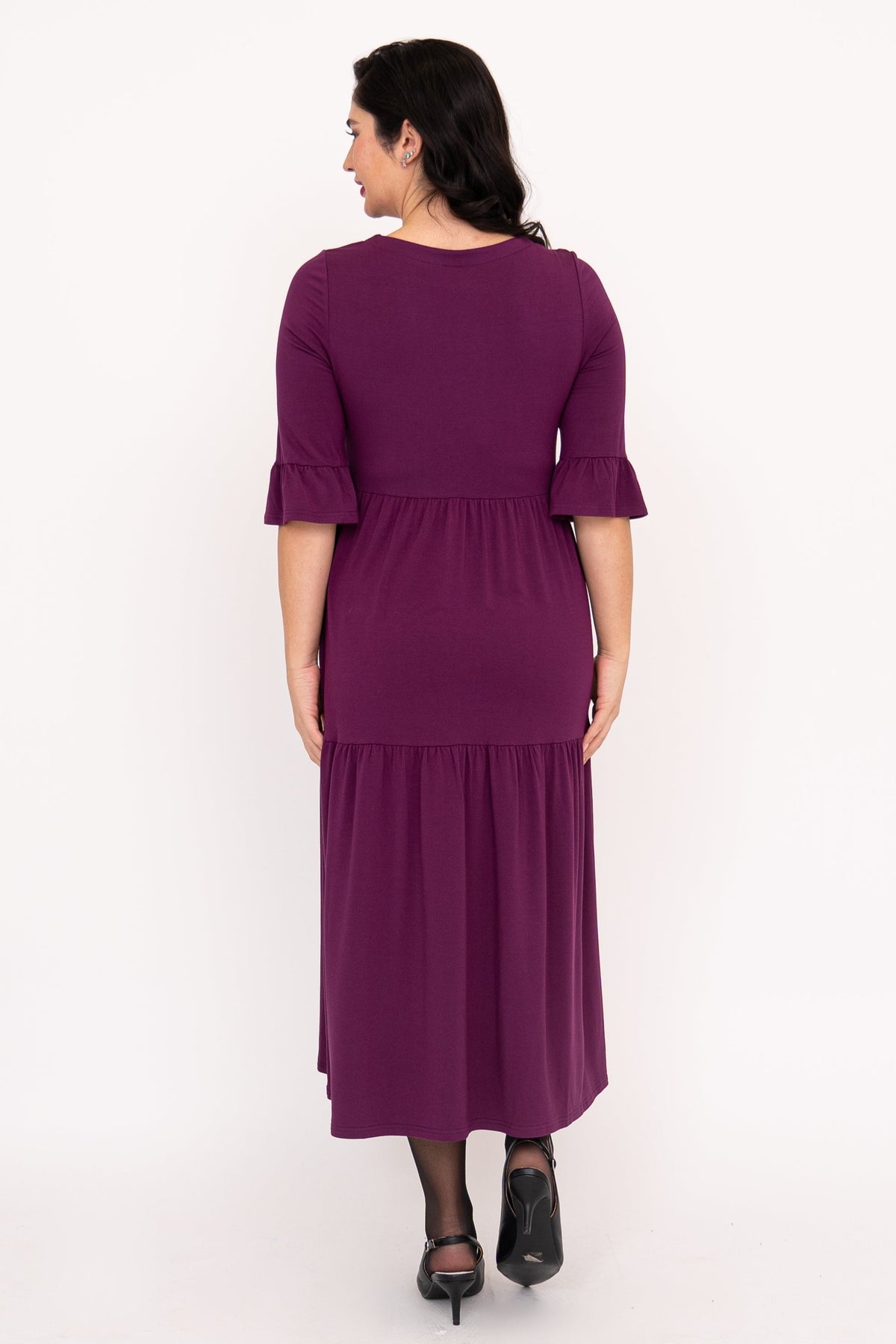 Bernadette Long Dress, Magenta, French Terry