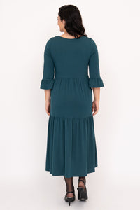 Bernadette Long Dress, Teal, French Terry