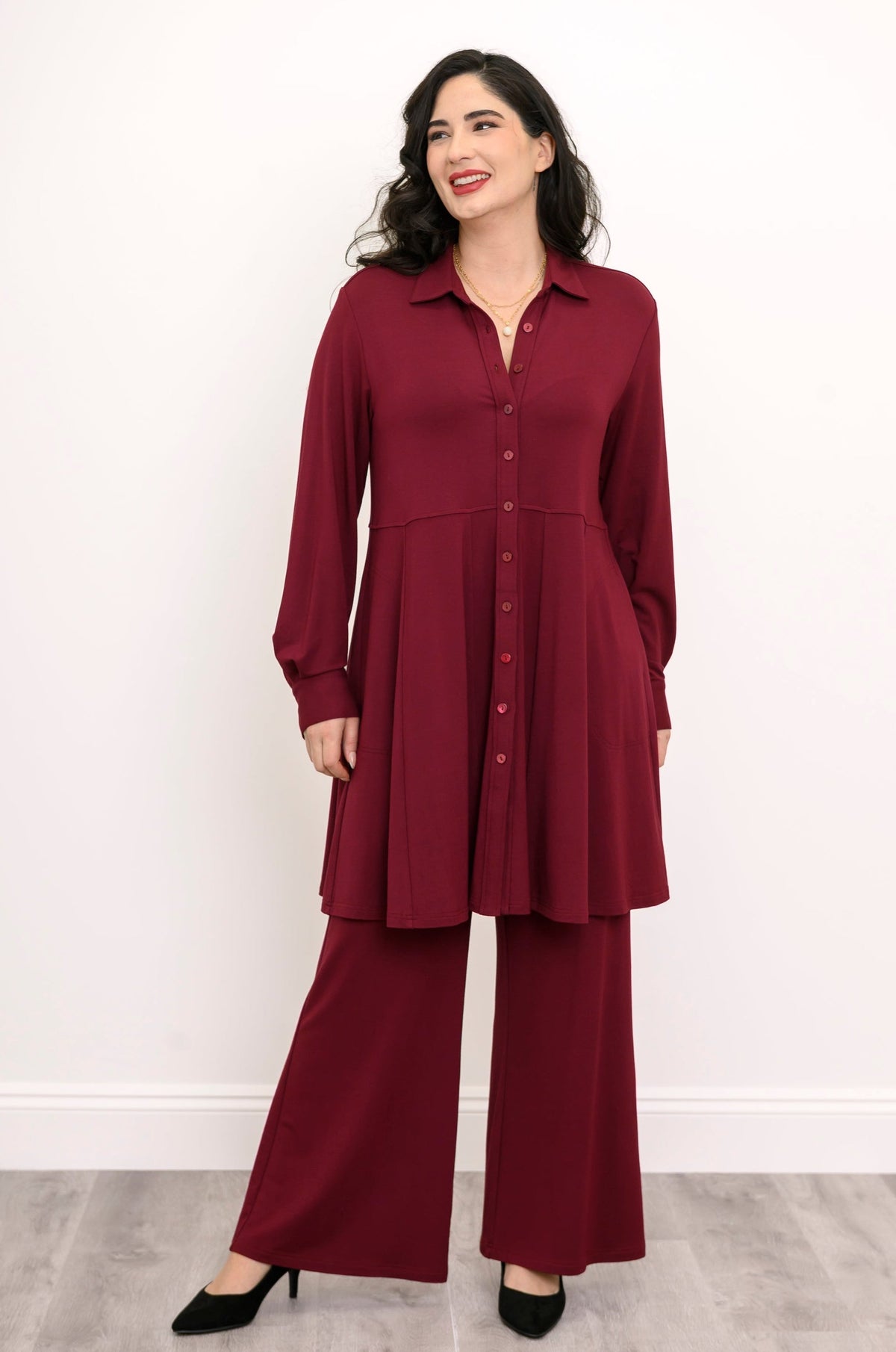 Beth Tunic, Burgundy, French Terry