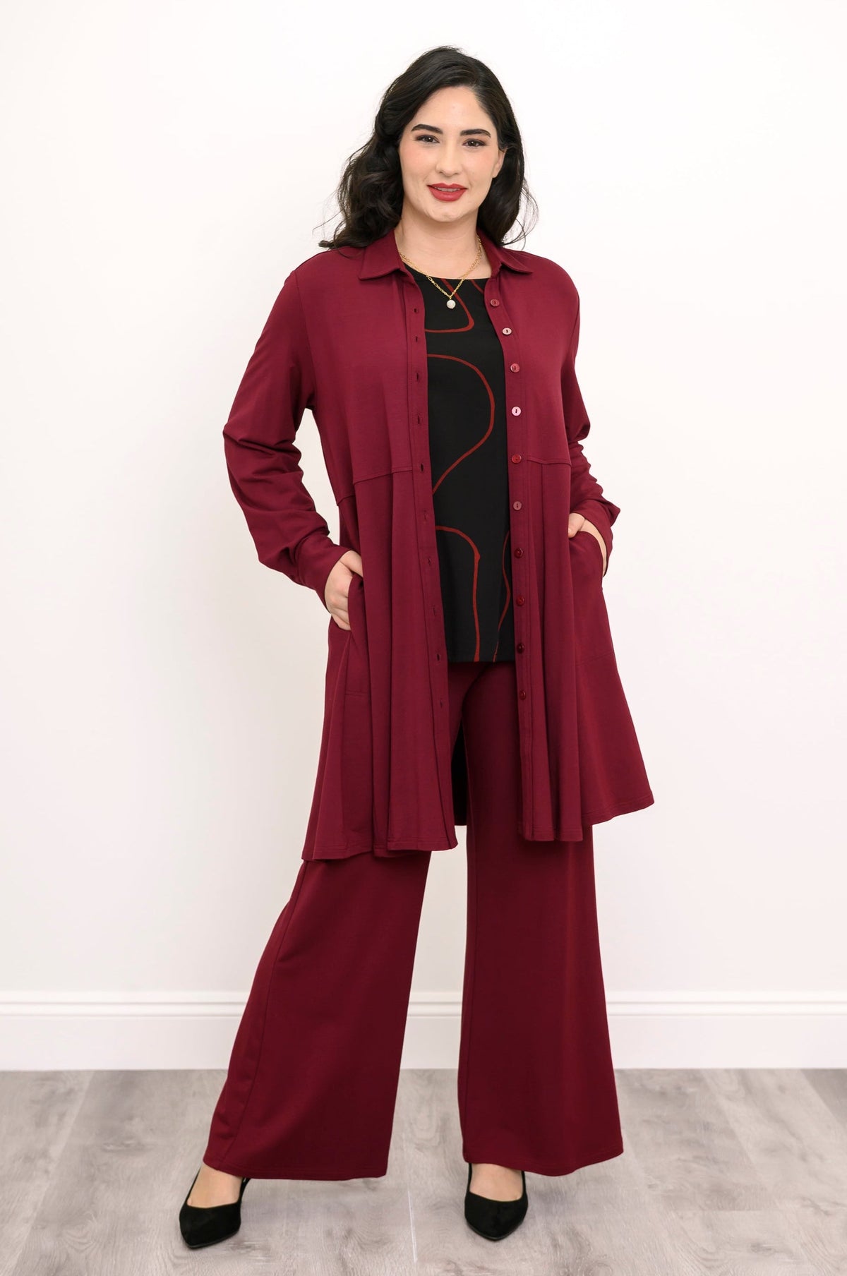Beth Tunic, Burgundy, French Terry
