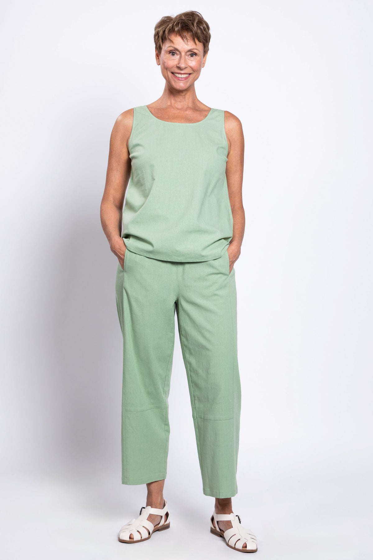 Boardwalk Pant, Sage, Linen Viscose