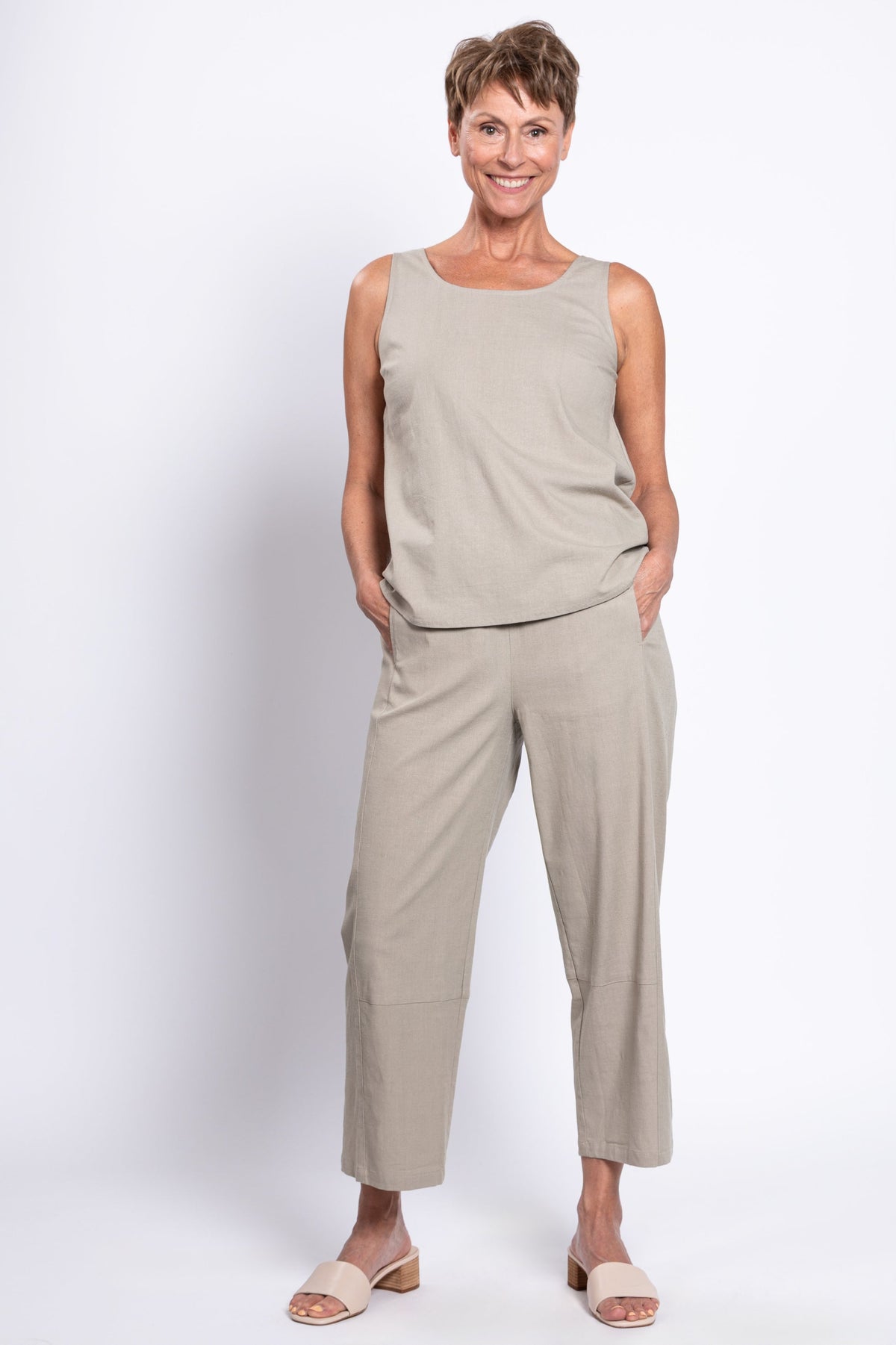Boardwalk Pant, Sand, Linen Viscose