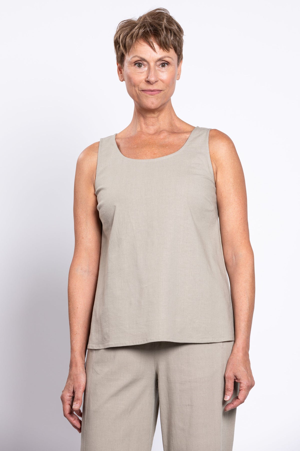 Ferris Tank, Sand, Linen Viscose