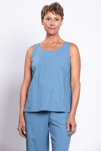 Ferris Tank, Soft Denim, Linen Viscose