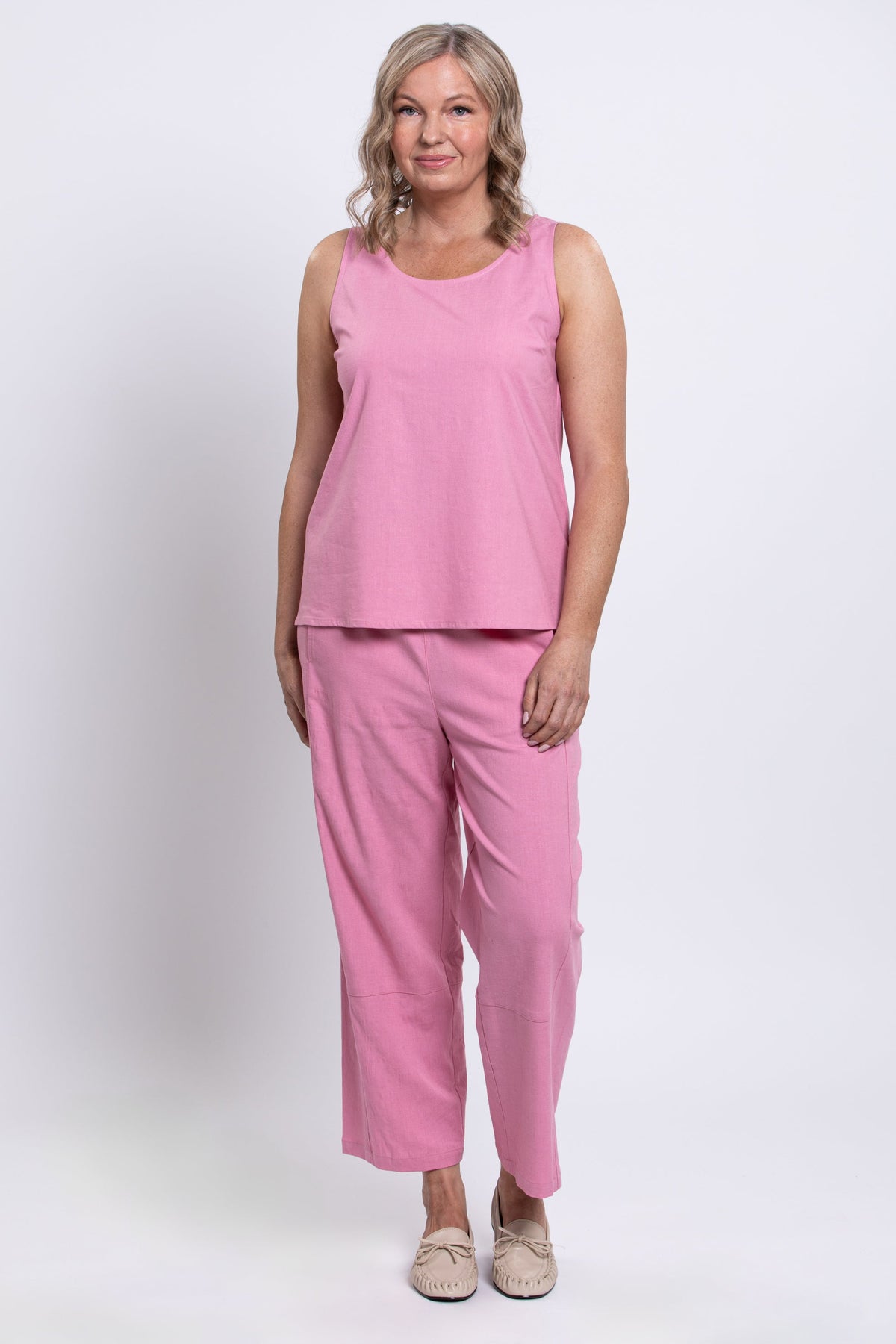 Boardwalk Pant, Soft Pink, Linen Viscose