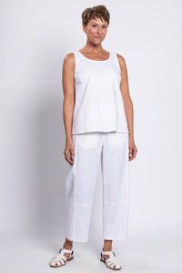 Boardwalk Pant, White, Linen Viscose