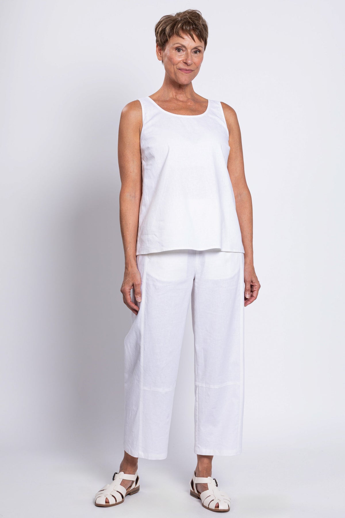 Ferris Tank, White, Linen Viscose