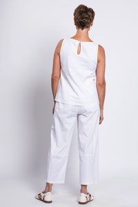 Ferris Tank, White, Linen Viscose