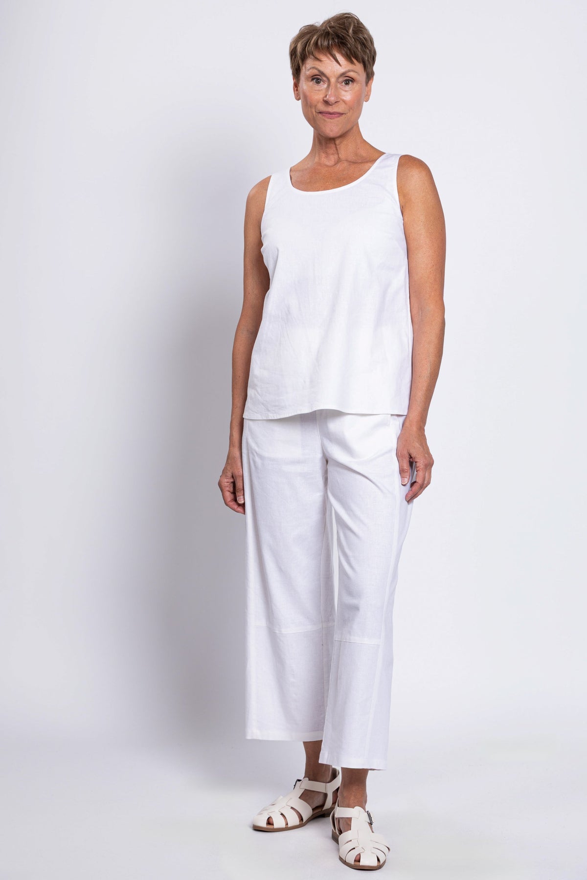 Boardwalk Pant, White, Linen Viscose