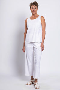 Ferris Tank, White, Linen Viscose