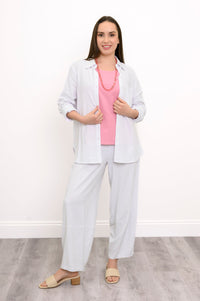 Boardwalk Pant, White, Linen Viscose