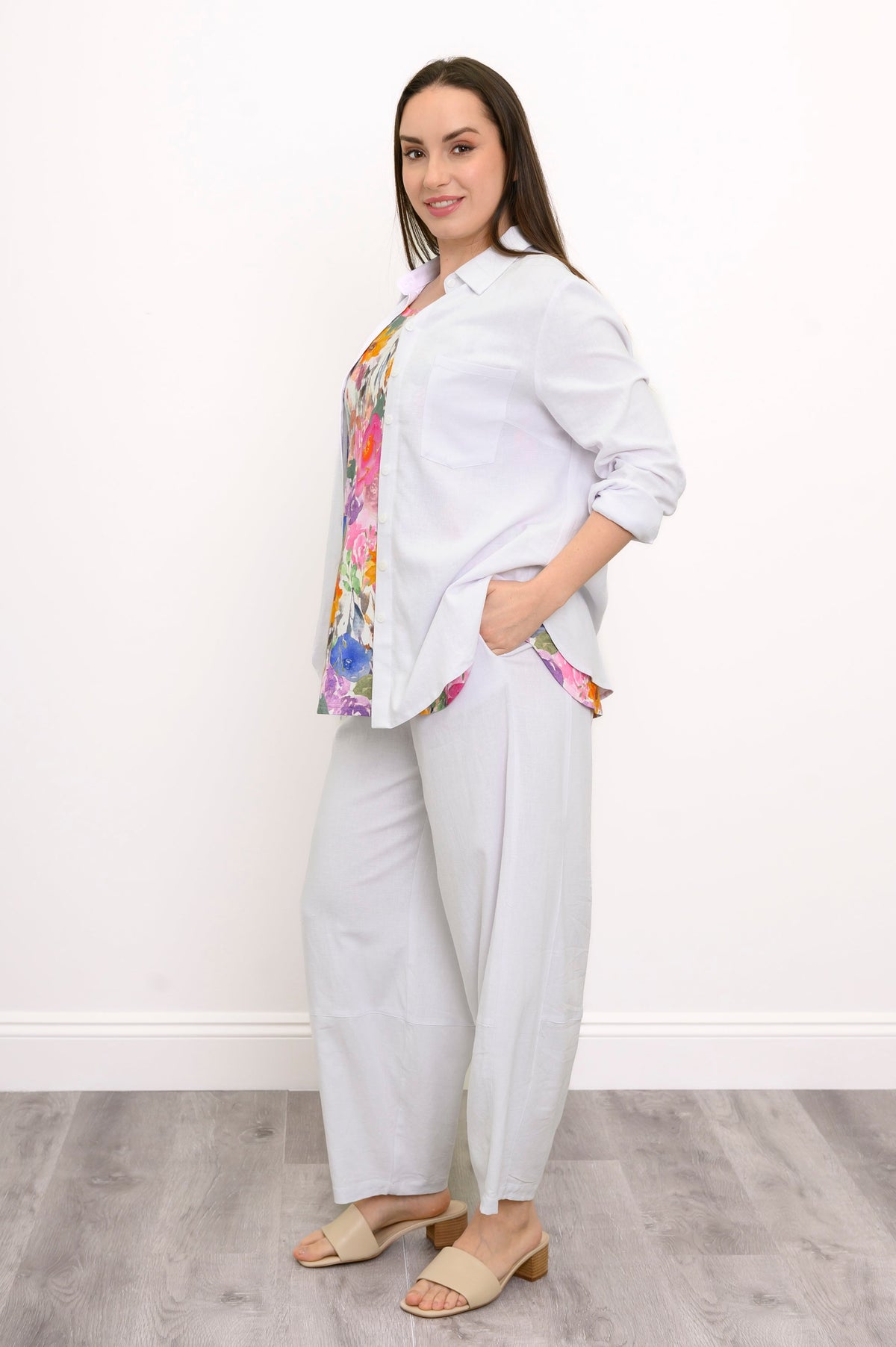 Boardwalk Pant, White, Linen Viscose