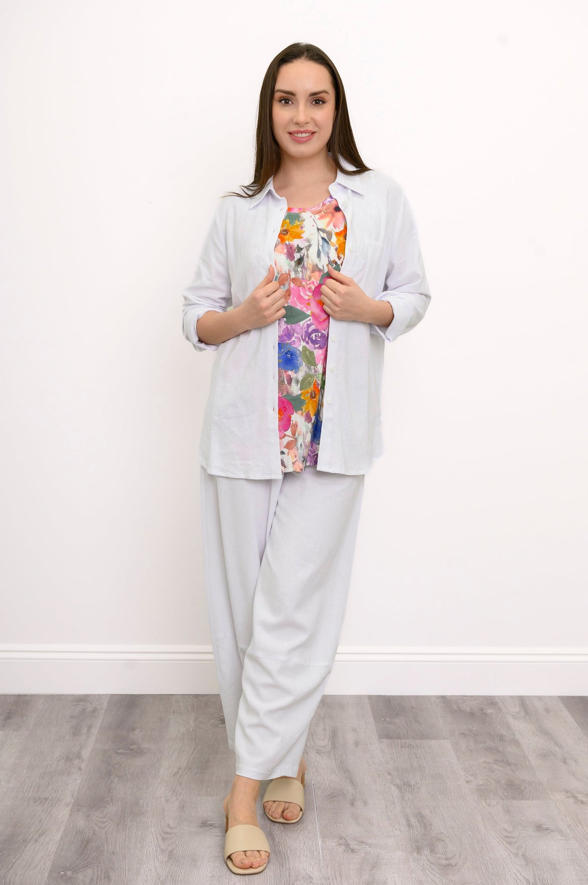 Boardwalk Pant, White, Linen Viscose