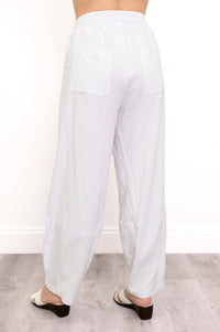Boardwalk Pant, White, Linen Viscose