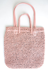 Bonati Handbag, Pink, Rattan