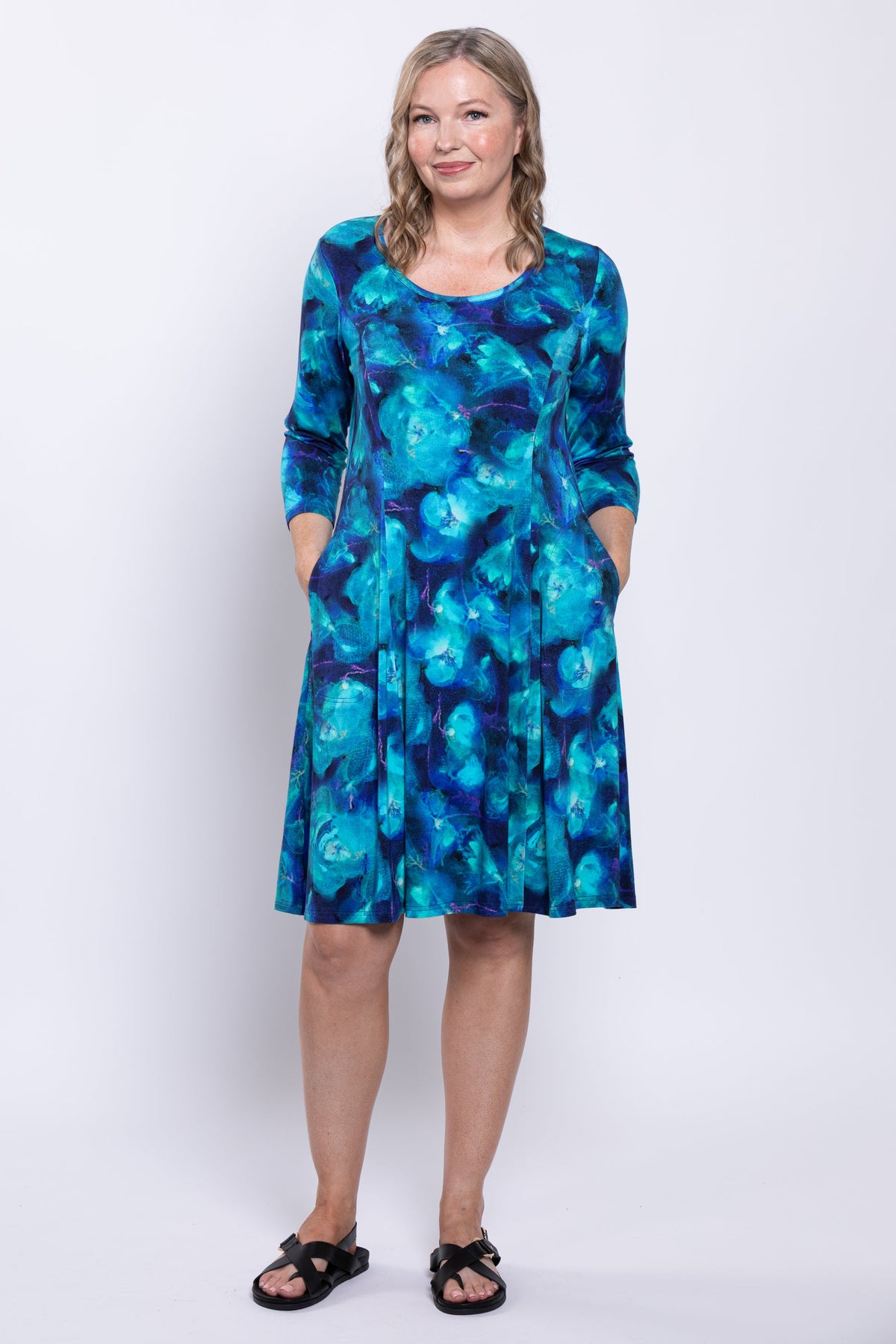 Callie 3/4 Dress, Ocean Reef, Bamboo