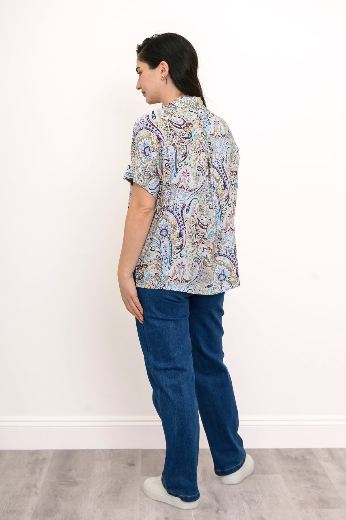 Carolina Blouse, Denim Parade, Linen Bamboo