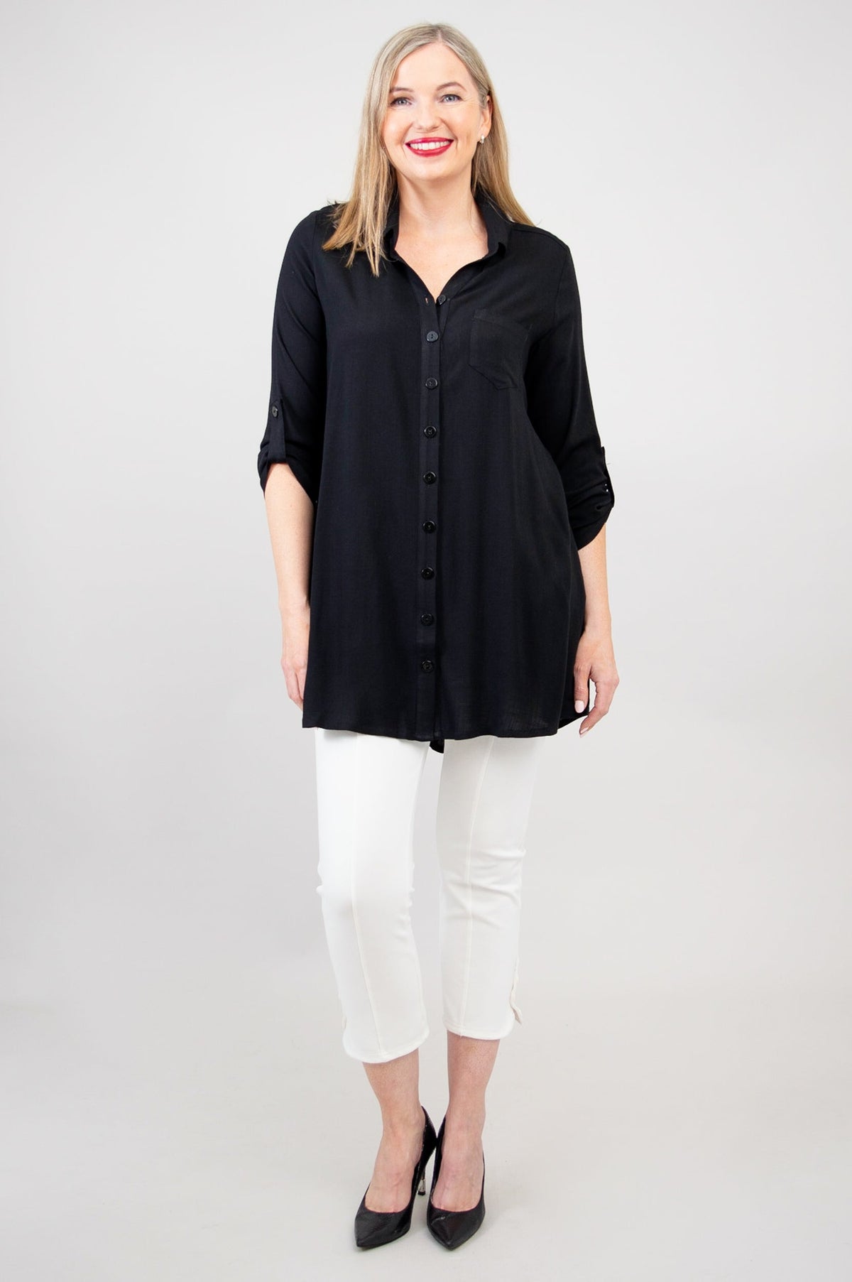 Celine Tunic, Black, Linen Bamboo