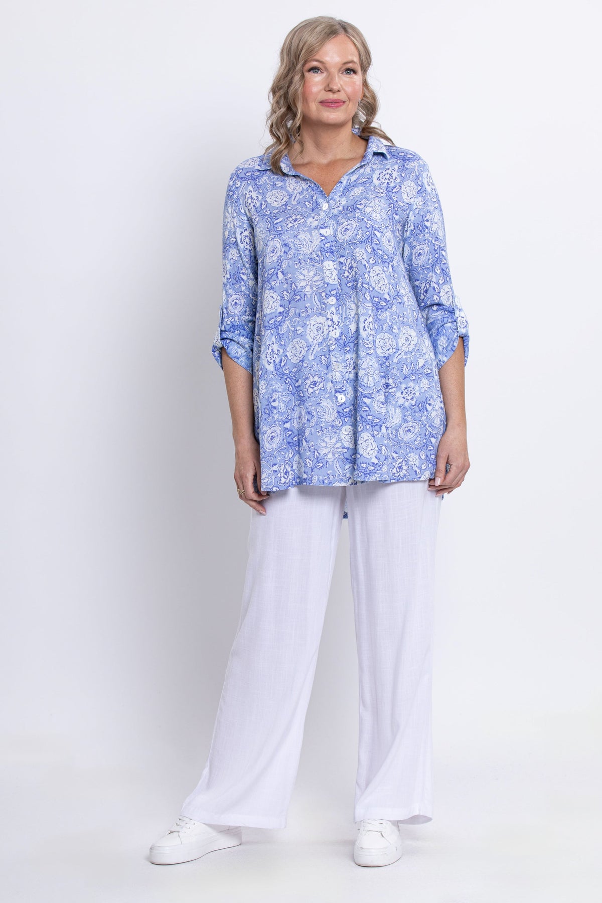 Celine Blouse, Peri Teatime, Linen Bamboo