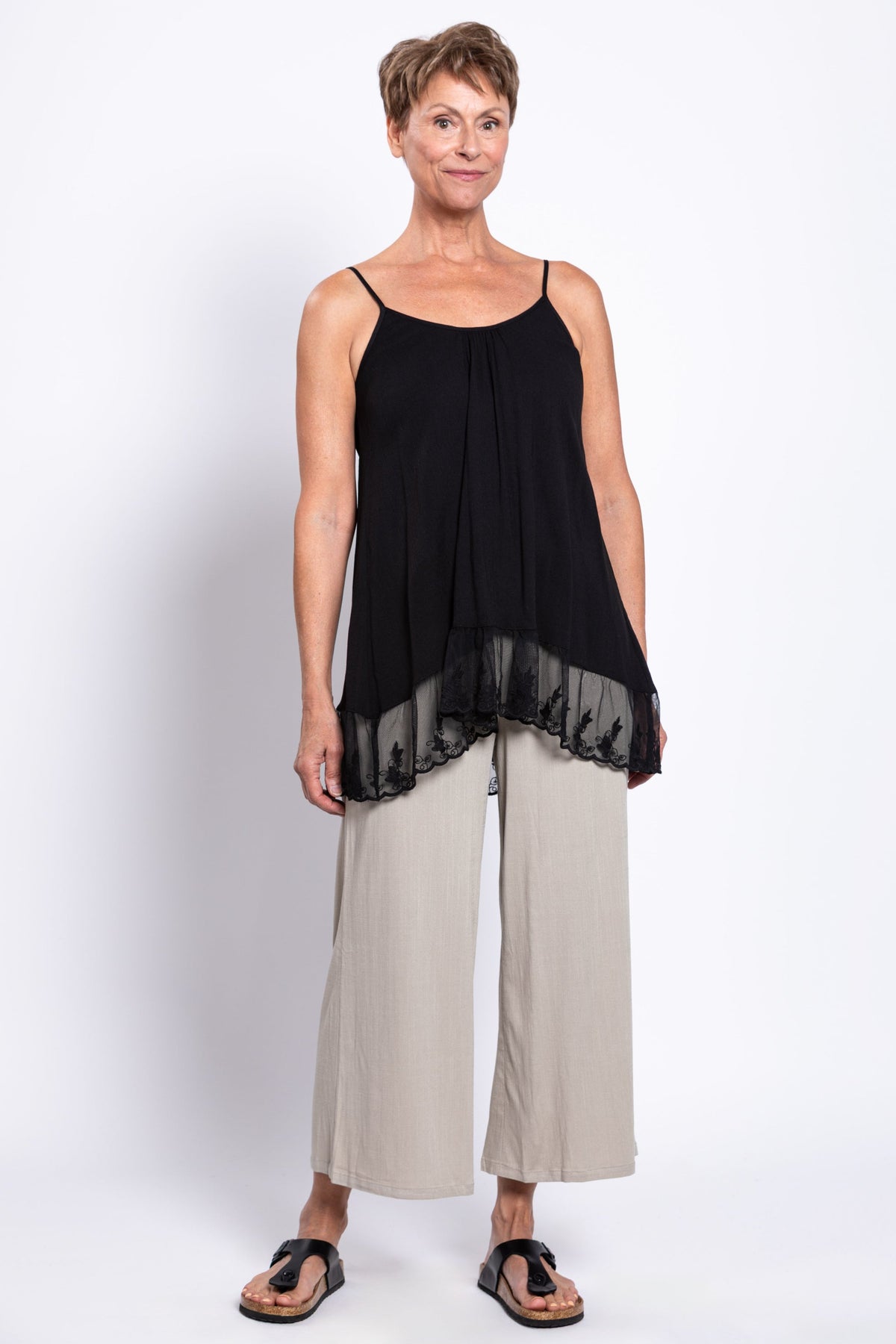 Chantilly Lace, Black, Linen Bamboo