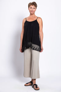 Chantilly Lace, Black, Linen Bamboo
