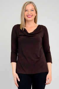 Charisse 3/4 Slv Top, Coffee, Bamboo - Final Sale