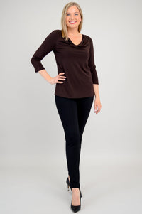 Charisse 3/4 Slv Top, Coffee, Bamboo - Final Sale