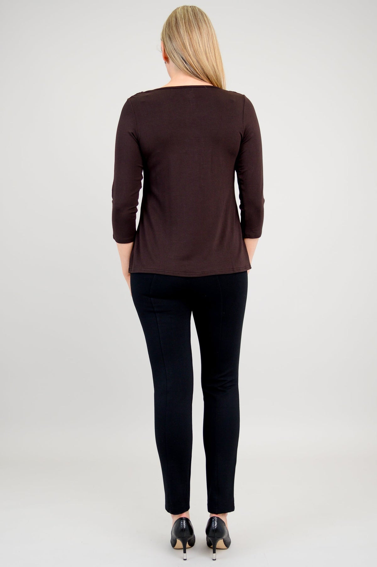 Charisse 3/4 Slv Top, Coffee, Bamboo - Final Sale