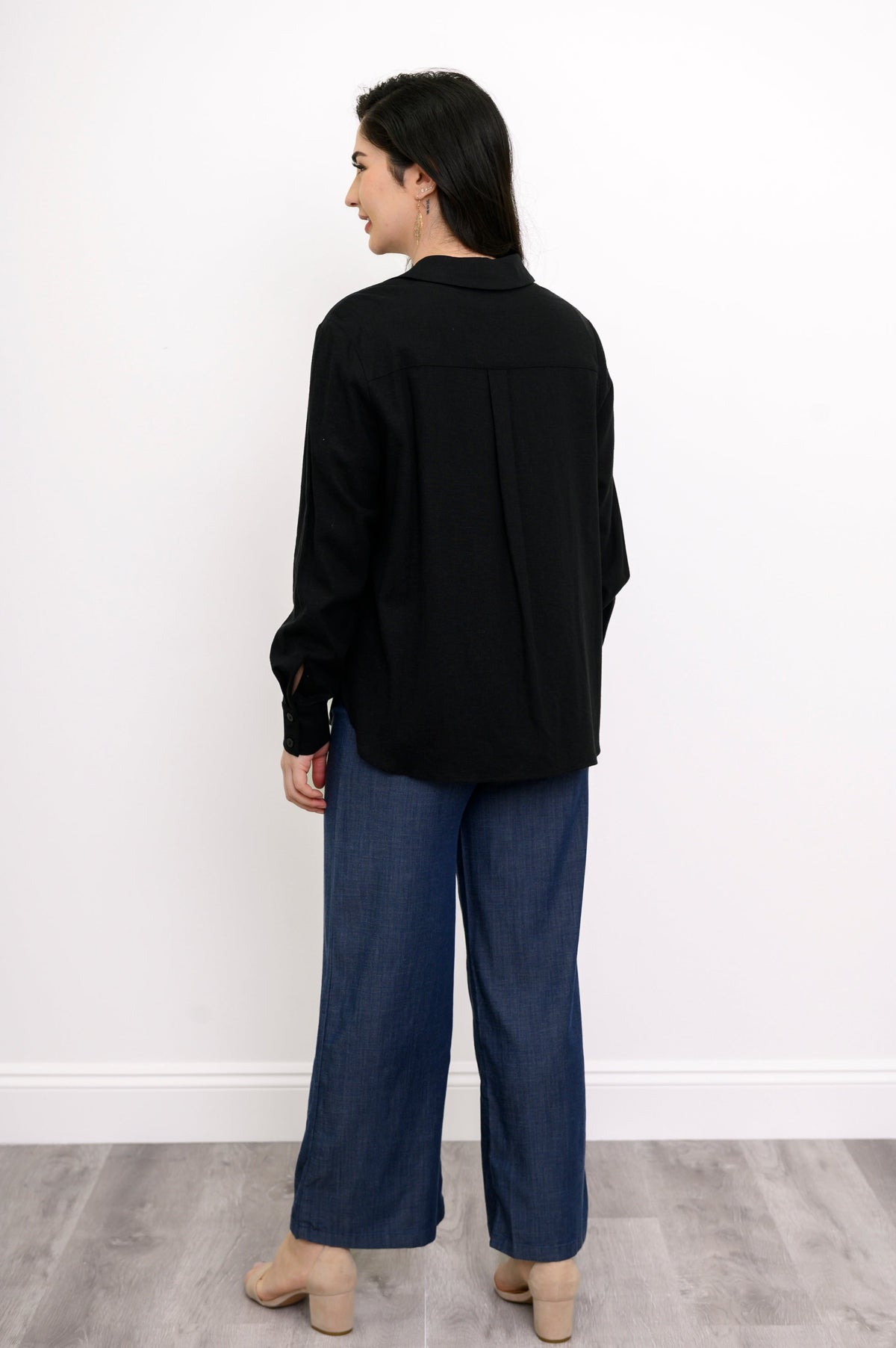 Charlie Blouse, Black, Linen Viscose