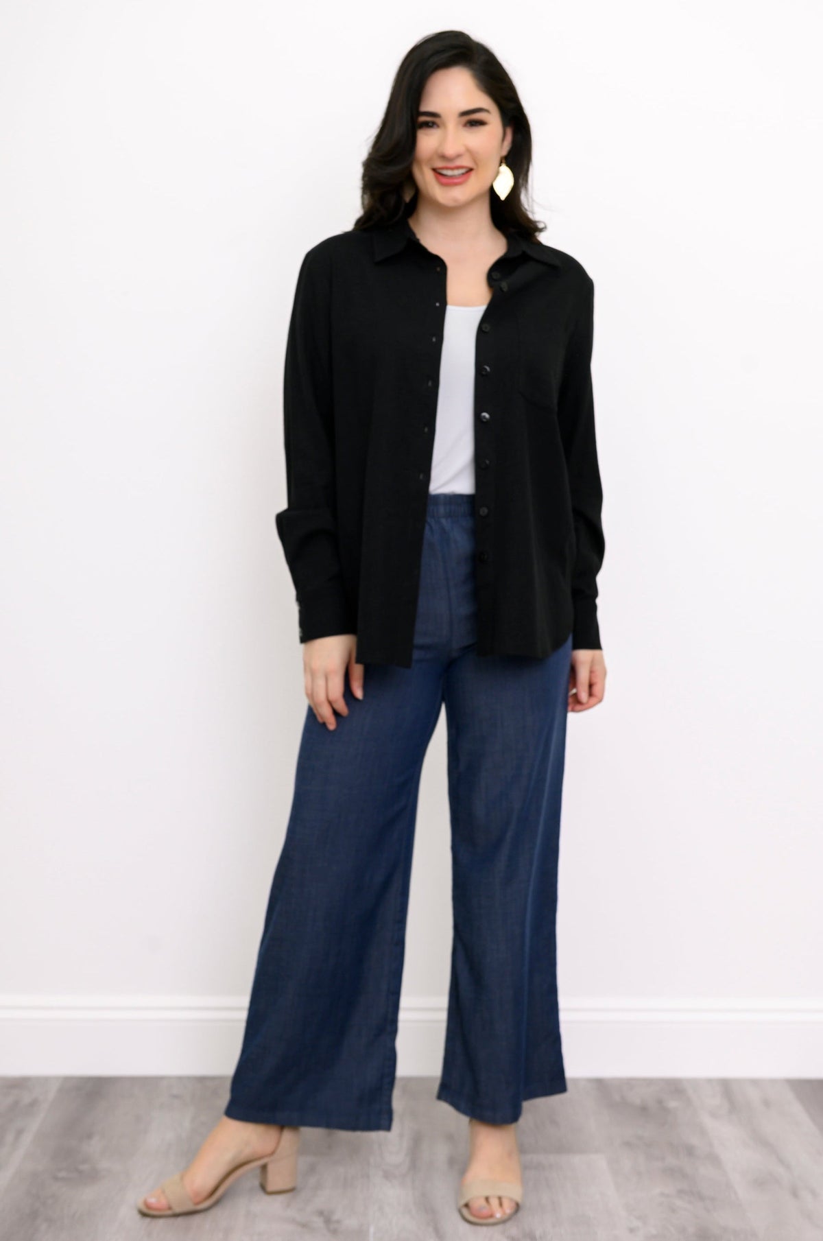 Charlie Blouse, Black, Linen Viscose