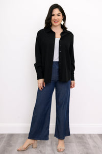 Charlie Blouse, Black, Linen Viscose