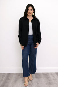 Charlie Blouse, Black, Linen Viscose