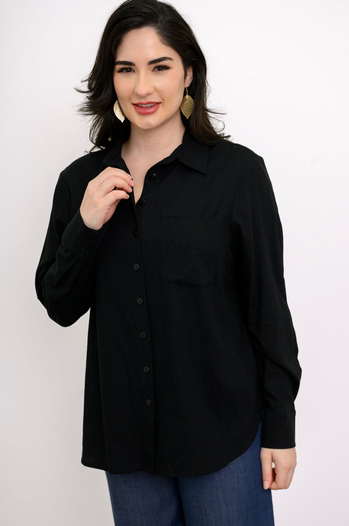 Charlie Blouse, Black, Linen Viscose