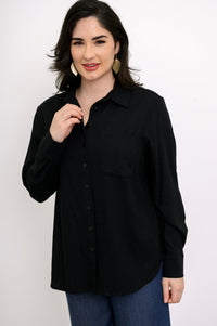 Charlie Blouse, Black, Linen Viscose
