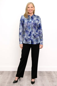 Charlie Blouse, Floral Mist, Linen Bamboo