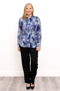 Charlie Blouse, Floral Mist, Linen Bamboo