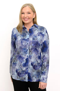 Charlie Blouse, Floral Mist, Linen Bamboo