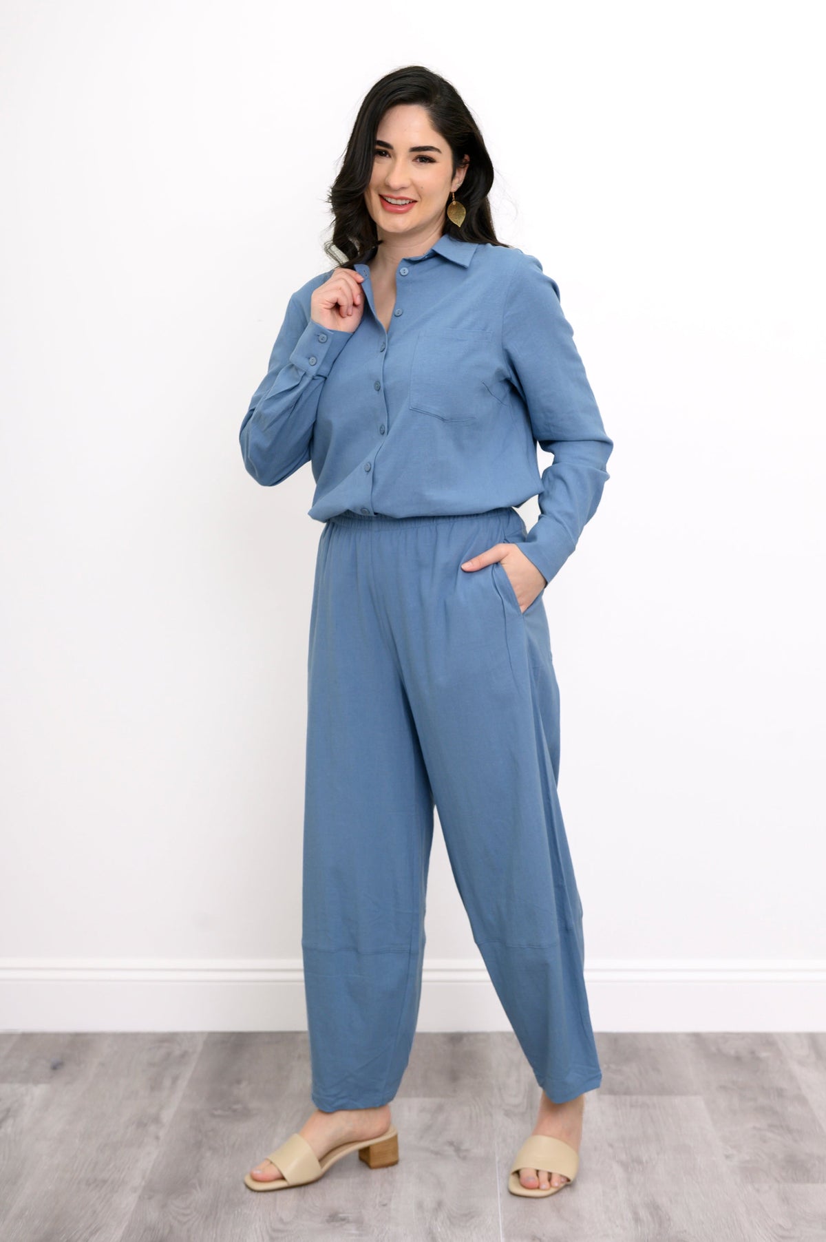 Charlie Blouse, Soft Denim, Linen Viscose