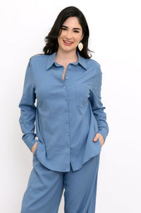 Charlie Blouse, Soft Denim, Linen Viscose
