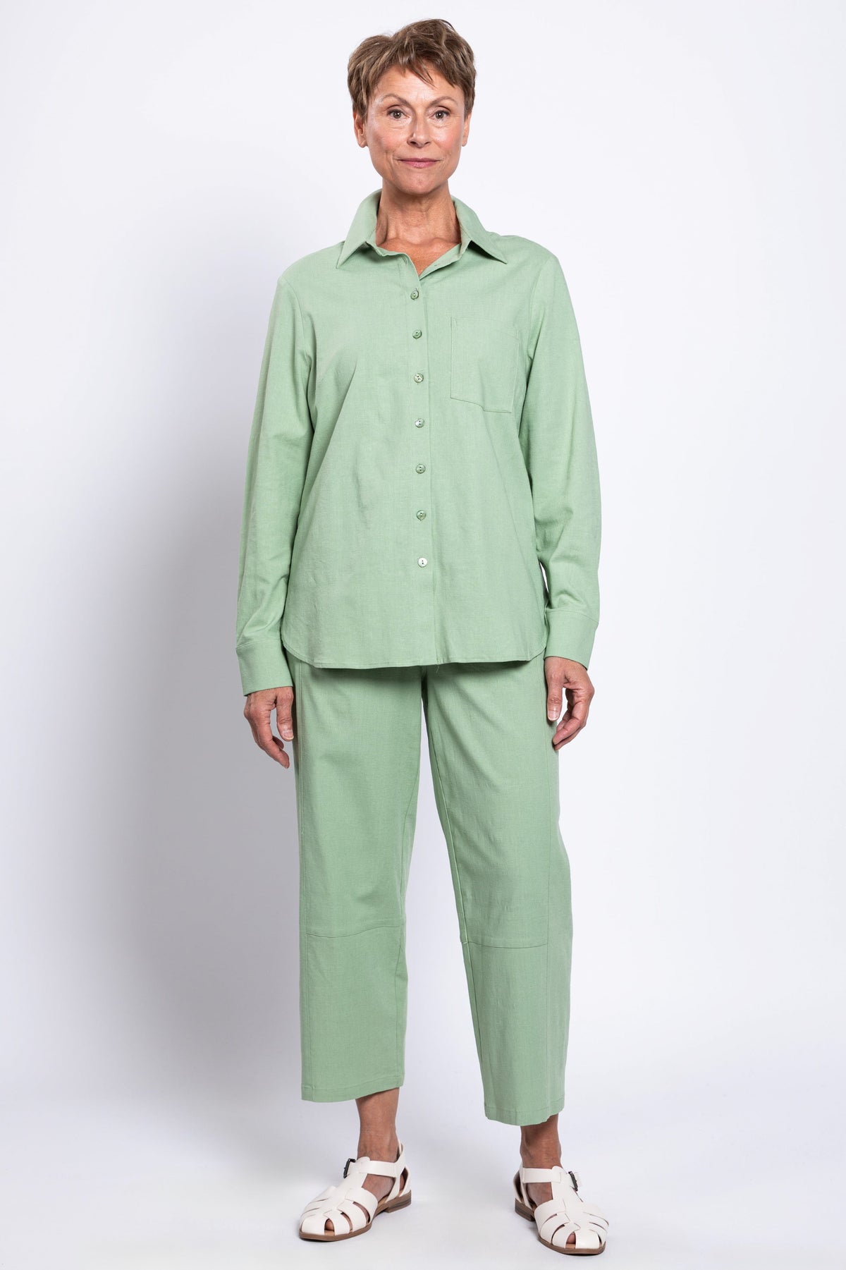 Charlie Blouse, Sage, Linen Viscose