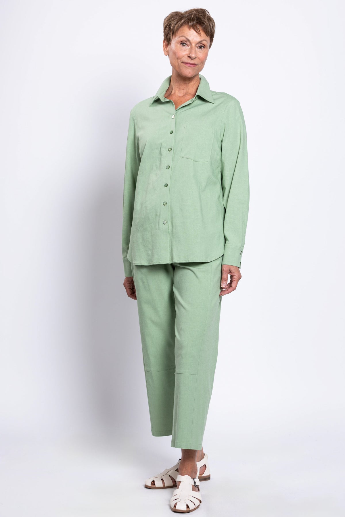 Charlie Blouse, Sage, Linen Viscose