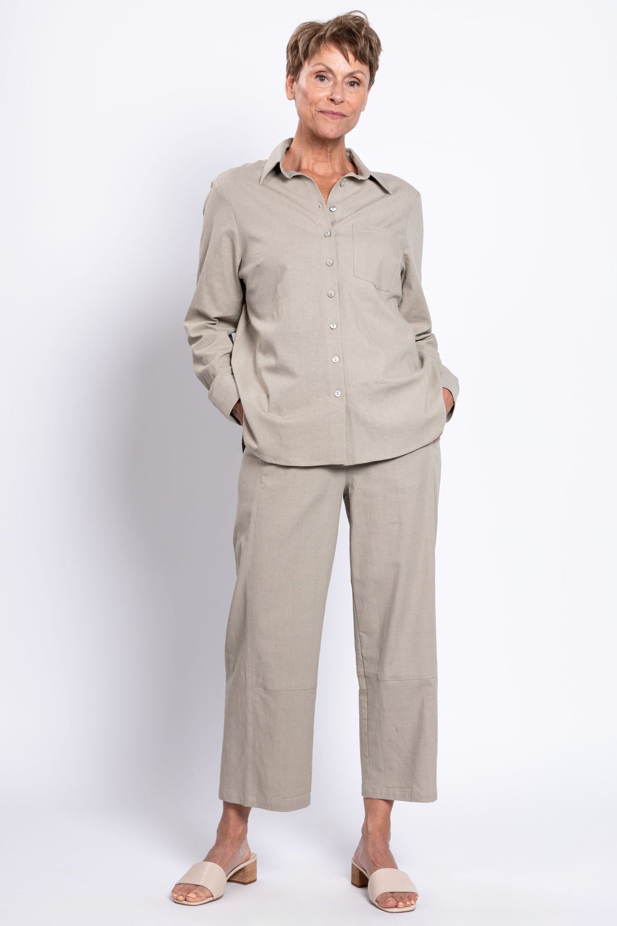Charlie Blouse, Sand, Linen Viscose