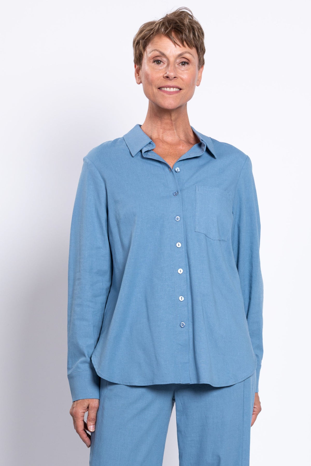 Charlie Blouse, Soft Denim, Linen Viscose
